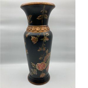 16.5" Large Floral Ceramic Vase, China, 6.5" Diameter 5 lbs. 7.5 oz.